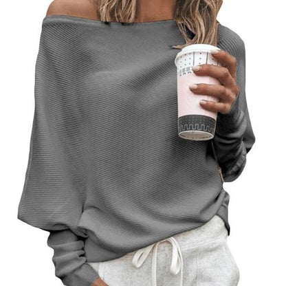 Damen Pullover One-Shoulder Langarm