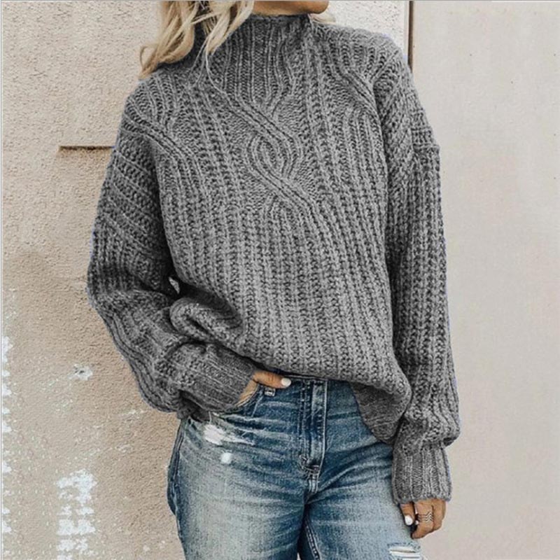 Damen Grobstrickpullover Rollkragen Winter