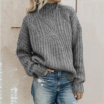 Damen Grobstrickpullover Rollkragen Winter