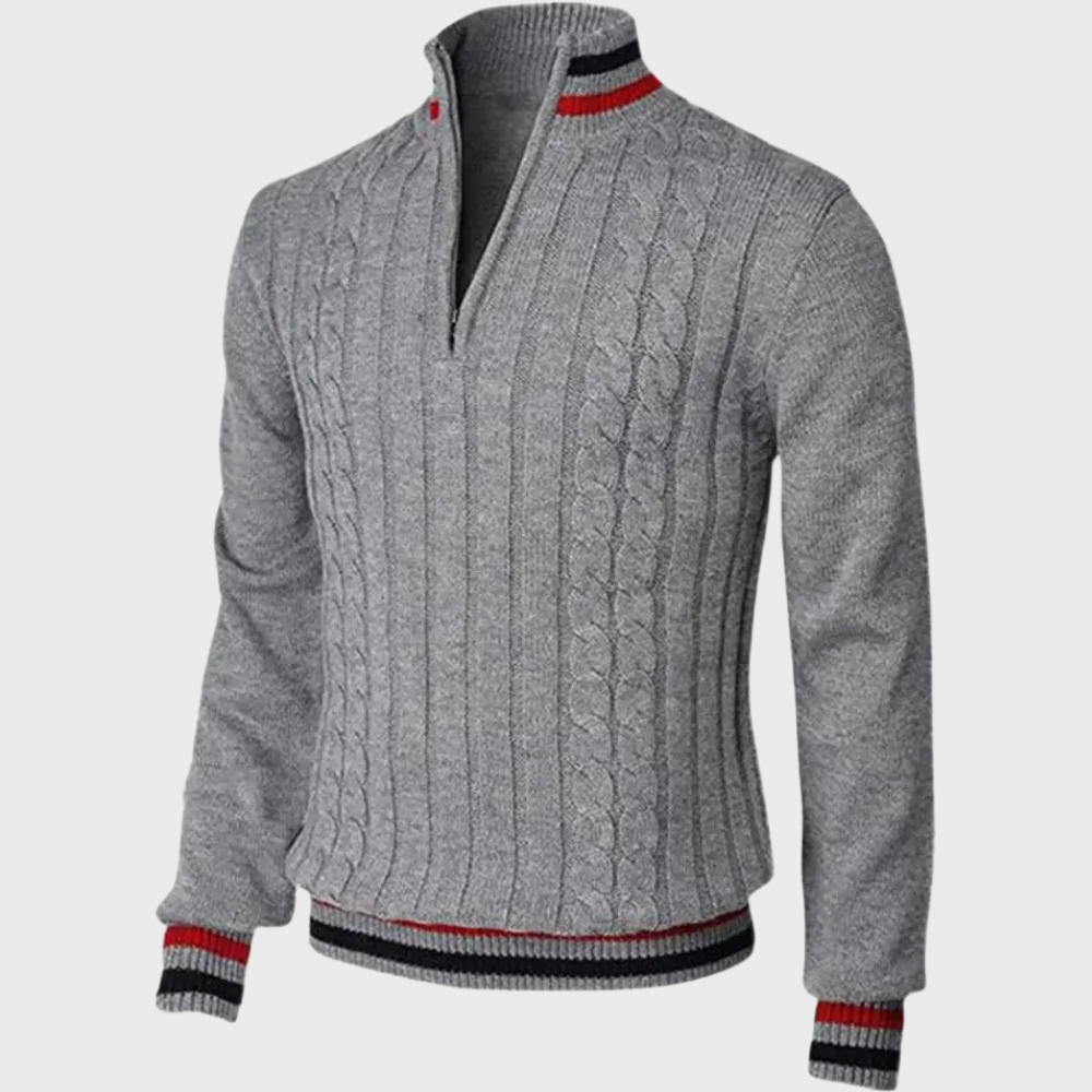 Stilvoller Herrenpullover mit halbem Reißverschluss