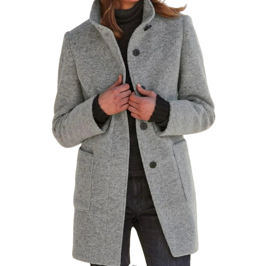 Klassischer Damen-Wollmantel mit Retro-Knopfverschluss