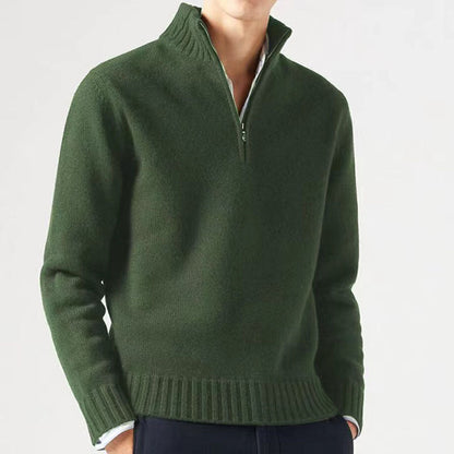 Bequemer und stilvoller Herrenpullover mit halbem Reißverschluss