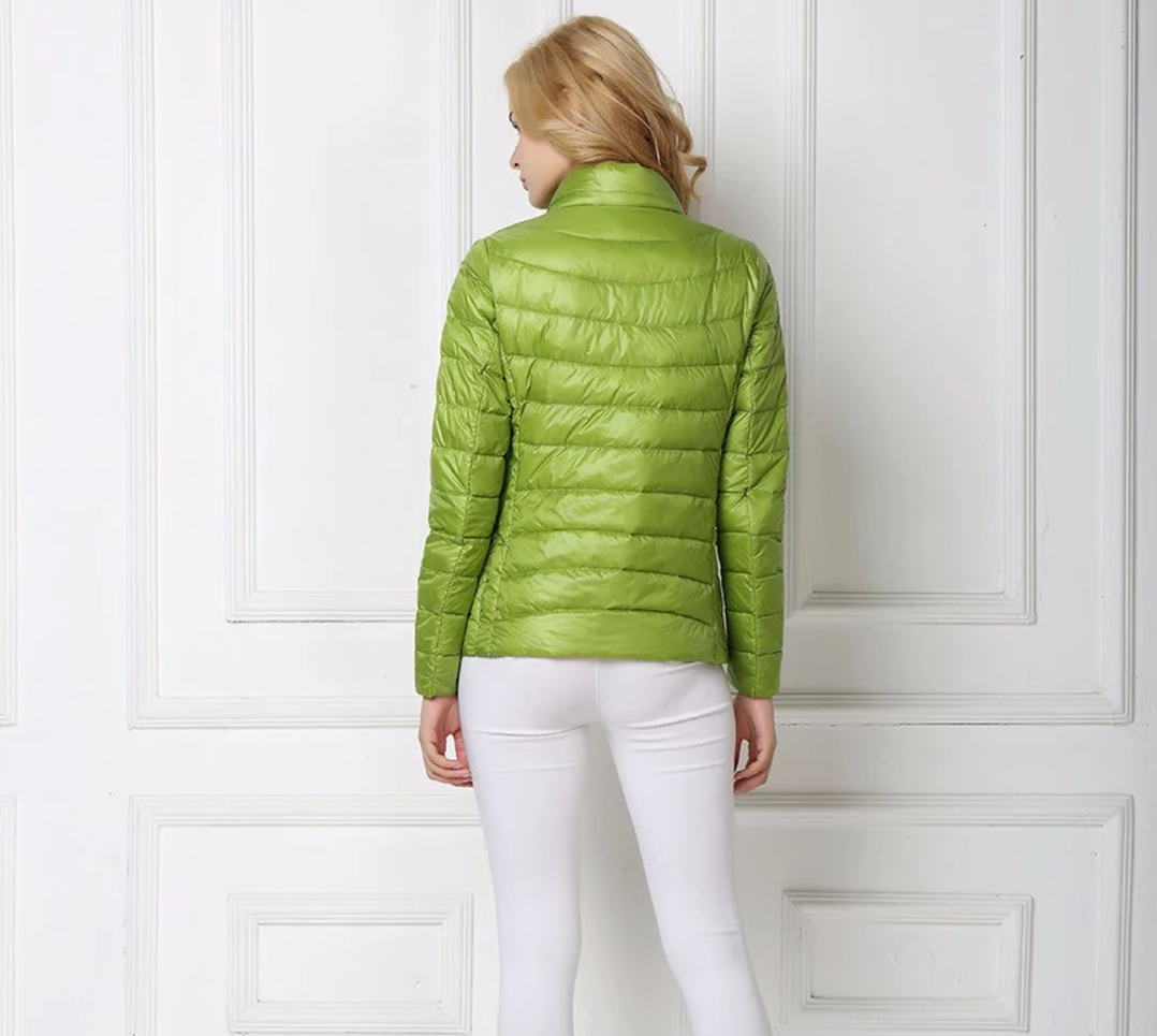 Leichte Damen-Daunenjacke mit Stehkragen für Frühling und Übergangszeit
