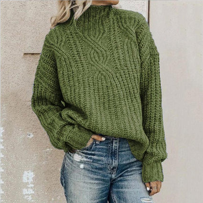 Damen Grobstrickpullover Rollkragen Winter