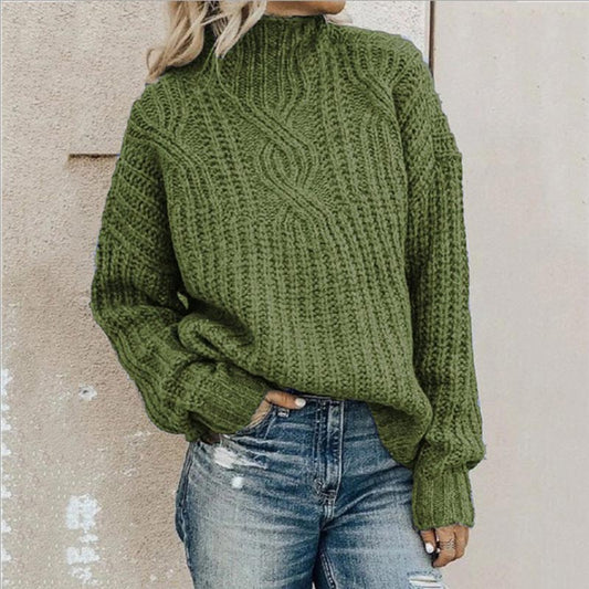 Damen Grobstrickpullover Rollkragen Winter