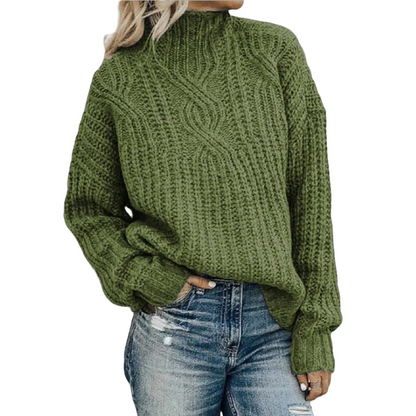 Damen Grobstrickpullover Rollkragen Winter