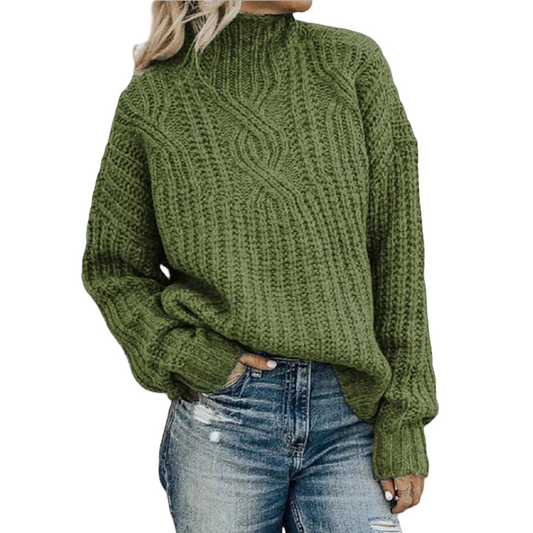 Damen Grobstrickpullover Rollkragen Winter