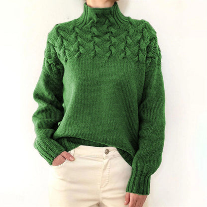 Damen Rollkragenpullover mit Zopfmuster