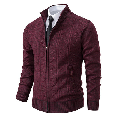 Herren Strickjacke mit Reißverschluss und Muster für Frühling