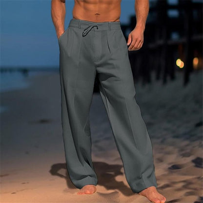Herren Leinenhose in Unifarbe für Urlaub und Strand