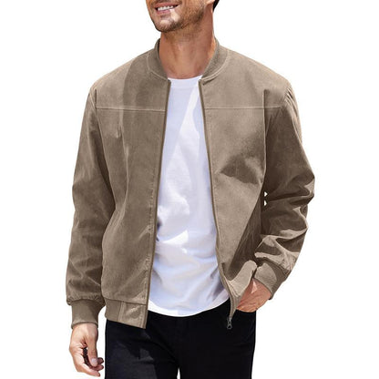 Herren Übergangsjacke Wildleder Look mit Stehkragen