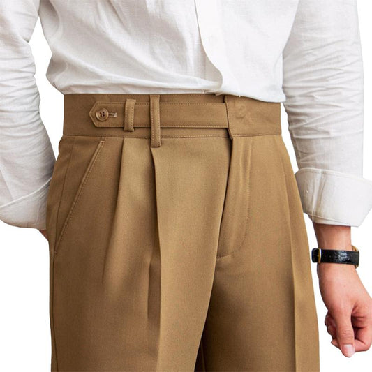 Herren Anzughose mit hohem Bund und geradem Bein im britischen Stil
