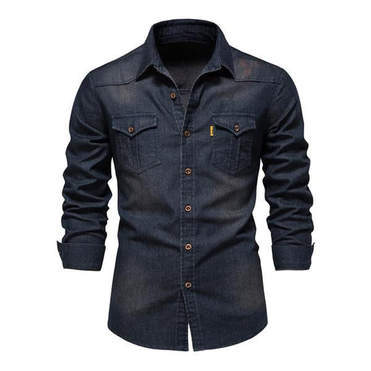 Herren Vintage Denimhemd mit Knopfleiste
