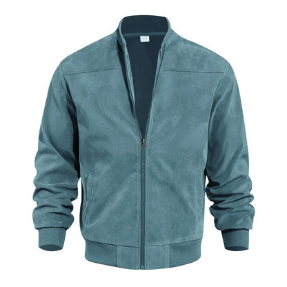 Herren Übergangsjacke Wildleder Look mit Stehkragen