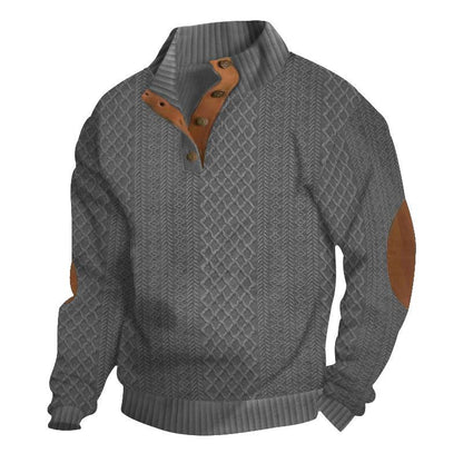 Herren Outdoor Strickpullover mit Stehkragen und Jacquardmuster