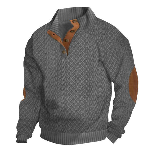 Herren Outdoor Strickpullover mit Stehkragen und Jacquardmuster