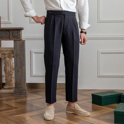 Herren Anzughose mit hohem Bund und geradem Bein im britischen Stil