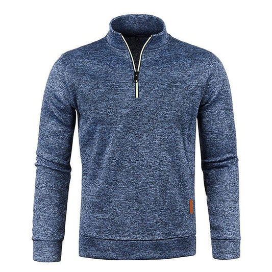 Herren Strickpullover mit Reißverschluss und Stehkragen