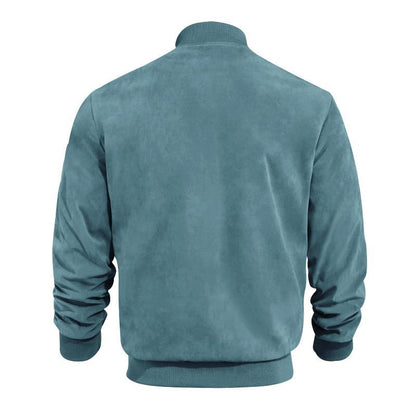 Herren Übergangsjacke Wildleder Look mit Stehkragen