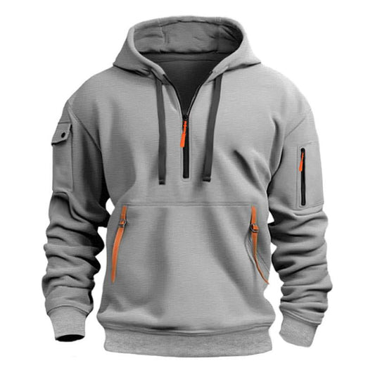 Herren Sport Hoodie mit Stickerei und Mehrfachreißverschlüssen