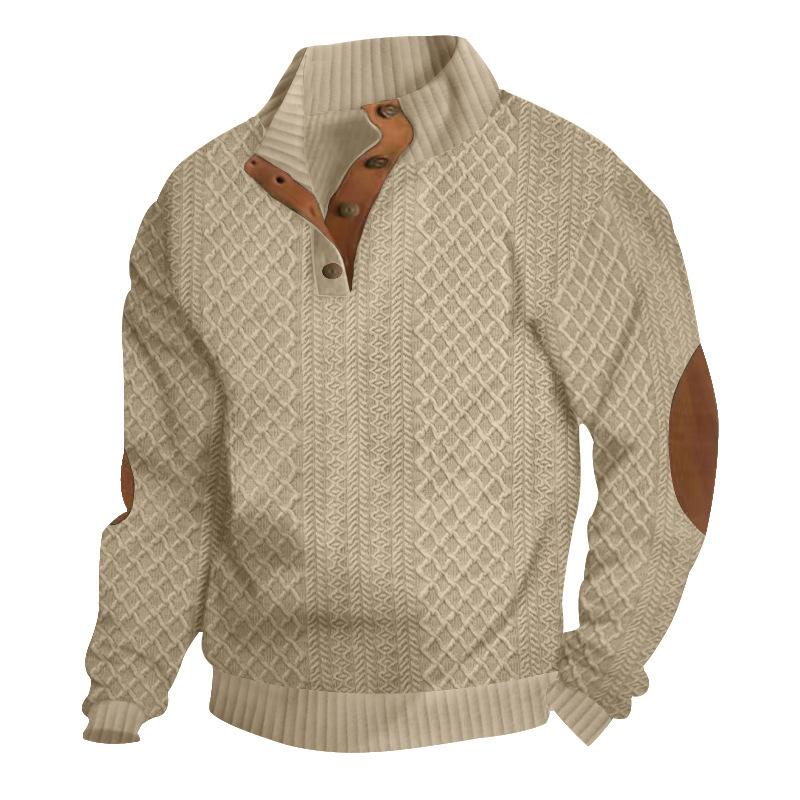 Herren Outdoor Strickpullover mit Stehkragen und Jacquardmuster