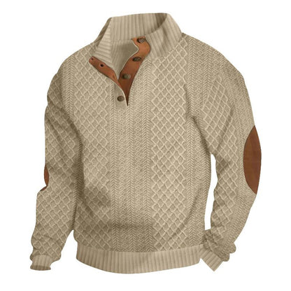 Herren Outdoor Strickpullover mit Stehkragen und Jacquardmuster