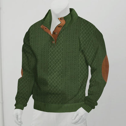 Herren Outdoor Strickpullover mit Stehkragen und Jacquardmuster