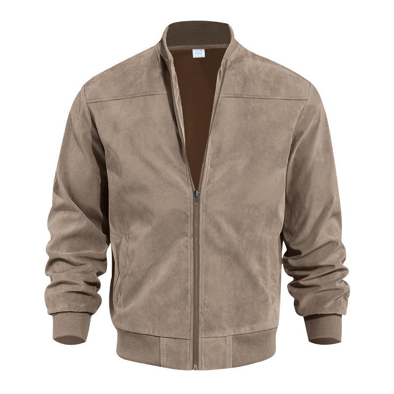 Herren Übergangsjacke Wildleder Look mit Stehkragen