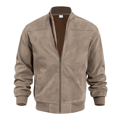 Herren Übergangsjacke Wildleder Look mit Stehkragen