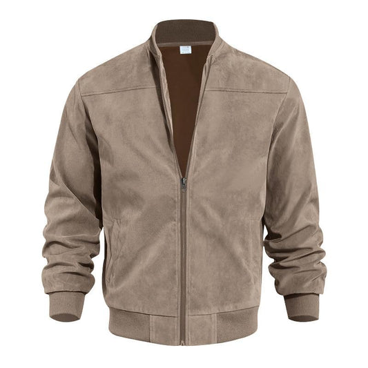 Herren Übergangsjacke Wildleder Look mit Stehkragen