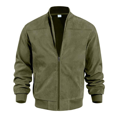 Herren Übergangsjacke Wildleder Look mit Stehkragen