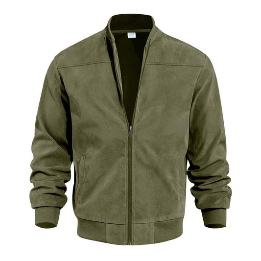 Herren Übergangsjacke Wildleder Look mit Stehkragen