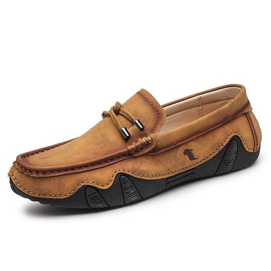 Herren Handgenähte Leder-Slipper mit Gummisohle
