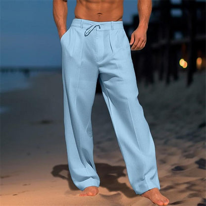 Herren Leinenhose in Unifarbe für Urlaub und Strand
