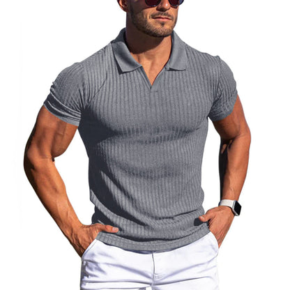 Herren Poloshirt mit Streifenmuster und Reverskragen, Kurzarm