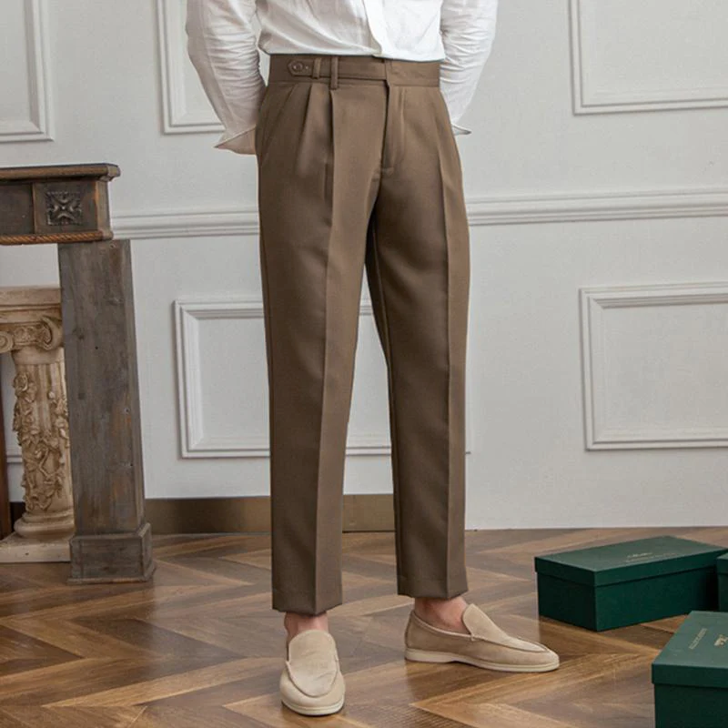 Herren Anzughose mit hohem Bund und geradem Bein im britischen Stil