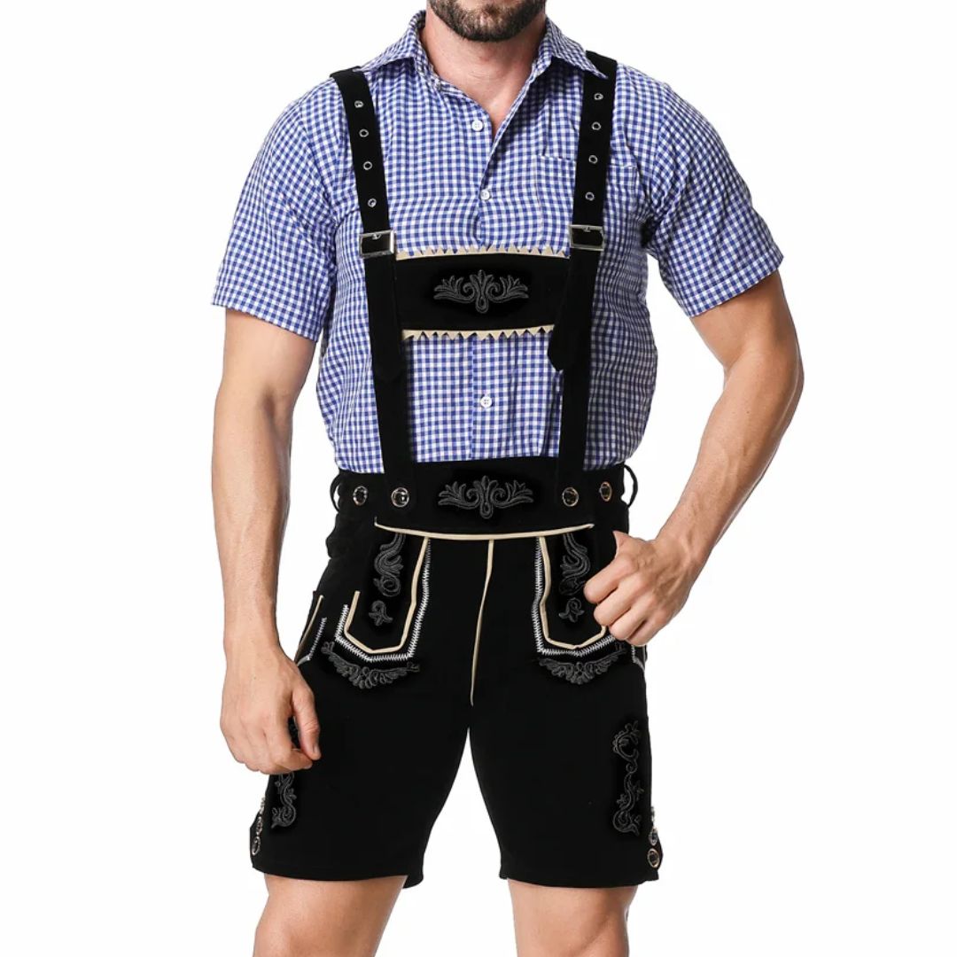 Traditionelles Herren-Lederhosen-Outfit mit Hosenträgern – ideal fürs Oktoberfest