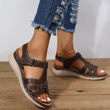 Damen Sandalen mit Klettverschluss und gepolsterter Sohle