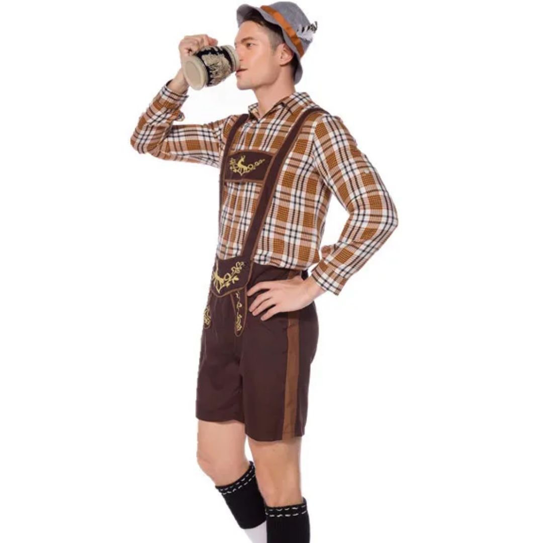 Traditionelles Herren-Oktoberfestkostüm mit kariertem Hemd