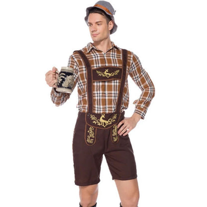 Traditionelles Herren-Oktoberfestkostüm mit kariertem Hemd