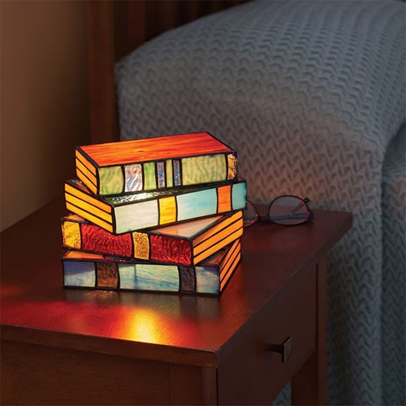 GlassNovel - Buntglas Bücher Lampe