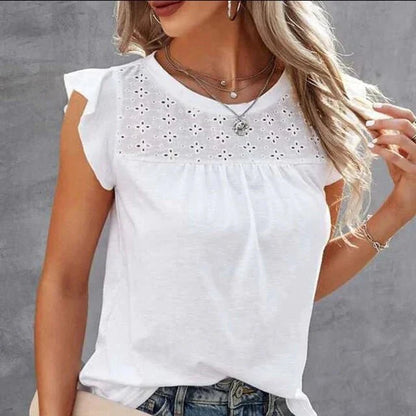 Damen ärmellose Bluse mit Spitze