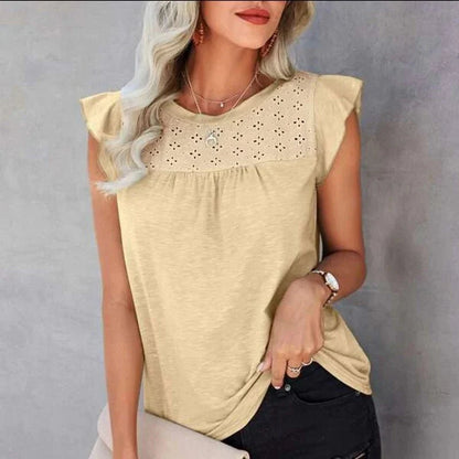 Damen ärmellose Bluse mit Spitze
