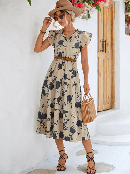 A-Linien Kleid mit Blumenmuster