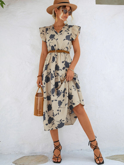A-Linien Kleid mit Blumenmuster