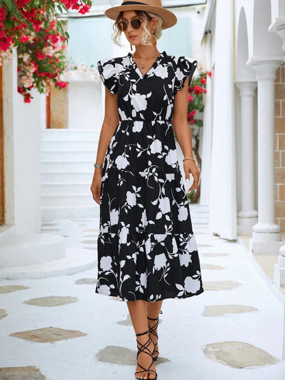 A-Linien Kleid mit Blumenmuster