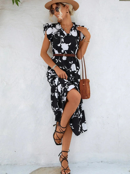 A-Linien Kleid mit Blumenmuster