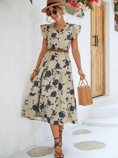 A-Linien Kleid mit Blumenmuster