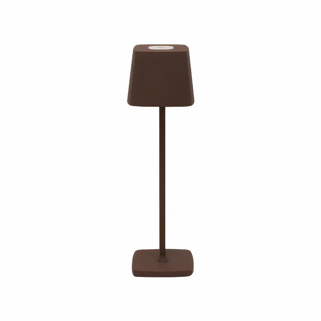 Kabellose LED-Tischlampe mit eckigem Schirm und Touch-Dimmer