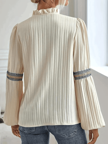 Damen Boho-Bluse mit Stickdetails und weitem Ärmel